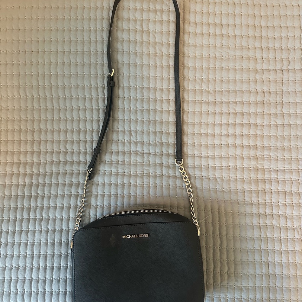 Michael Kors Black Crossbody Bag with Chain Detail